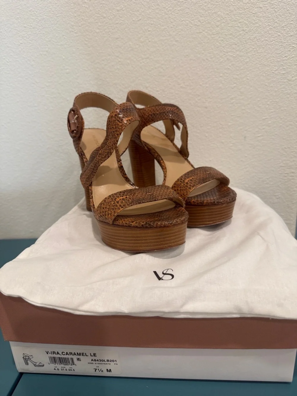 Via Spiga Brown Snake-Print Platform Sandals